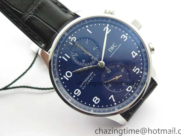 MIROTIME 0307 SunProtective Portugieser Chronograph Edition 150 Years IW371601 ZF 1:1 Best Edition Blue Dial on Black Leather Strap A7750 (Slim Movement) 7137